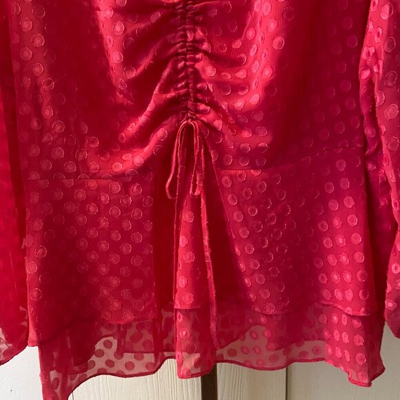 Cato 🌸 Hot Pink Polka Dot Blouse 💖 Plus Size 22/24 NWT – Sheer Flowy Top - Picture 4 of 7